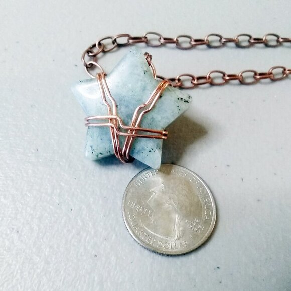 Chunky Green Labradorite Star! Unique Statement Necklace - Reiki + Meditations - Picture 7 of 15